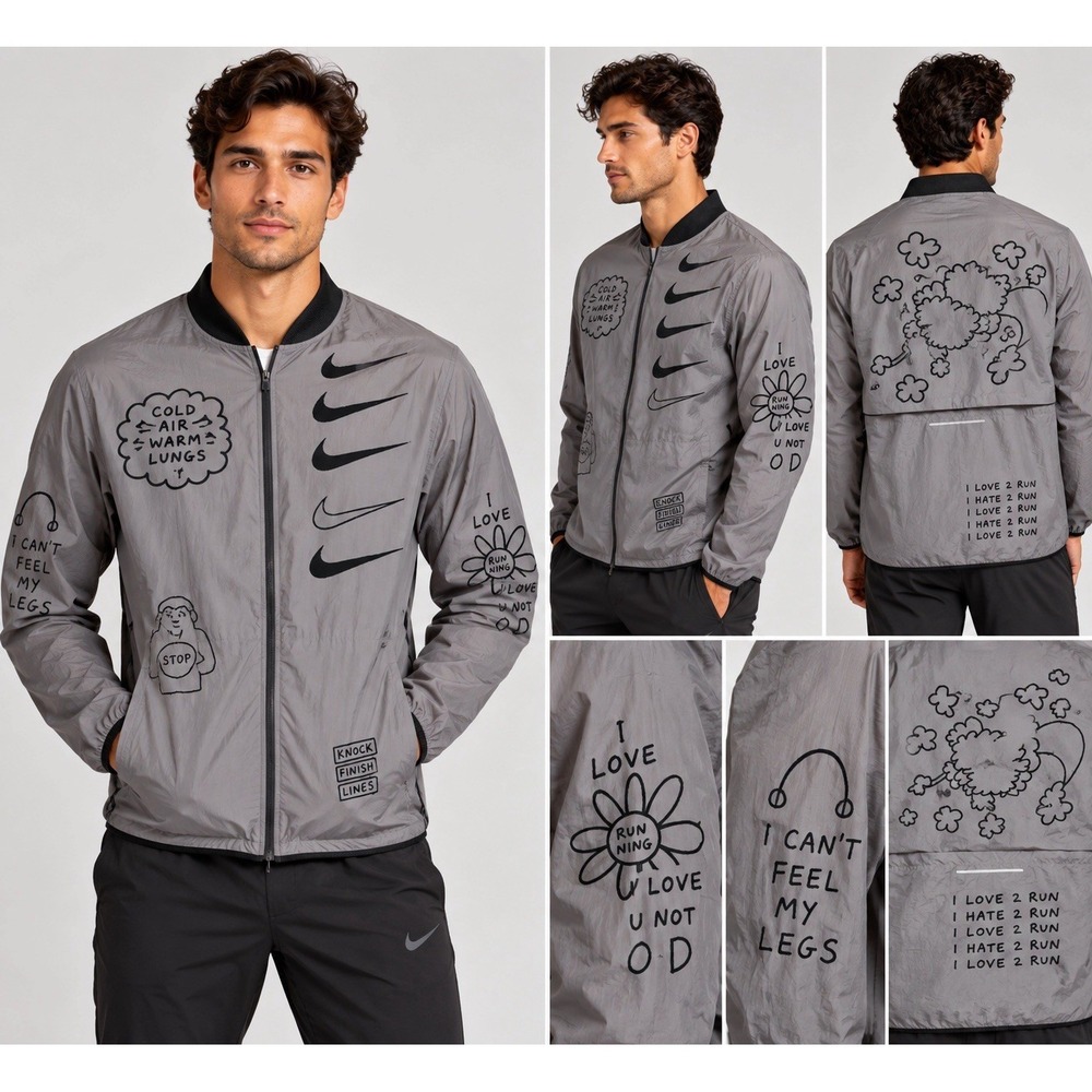 NIKE NATHAN BELL RUN TRACK JACKET AJ7759-033 STOW WINDBREAKER GREY